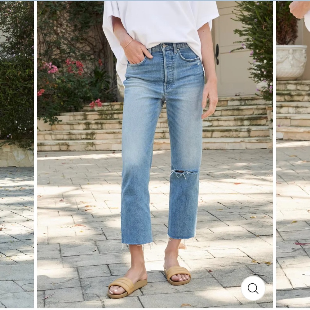 Frank & Eileen High Rise Light Wash The Monaghan Mom Crop Jeans 24